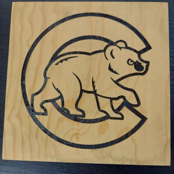 Chicago Cubs Wooden Sign MLB Cubbie Bar ManCave Sports Room 7.75" x 7.75" - Picture 1 of 7